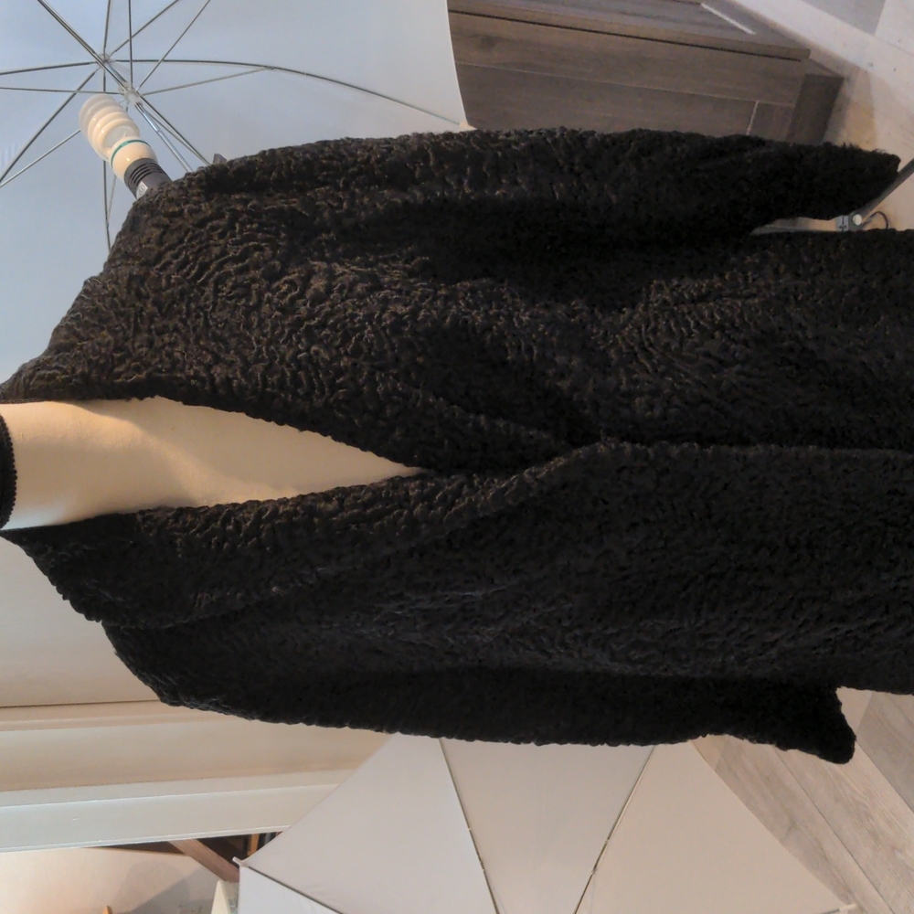Black lamb's wool coat